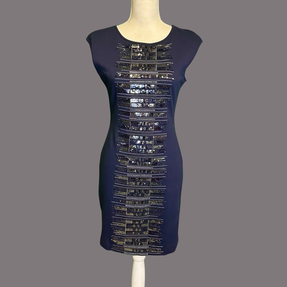 BCBGMaxAzria ‘Seri’ Bodycon Sequin Embellished Mini Dress in “Carbon Combo” Sz S - Picture 3 of 16